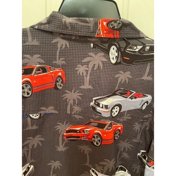 David Carey Originals Mustang Print Button-Up Short Sleeve Shirt Men's sz XL blk - Picture 13 of 14